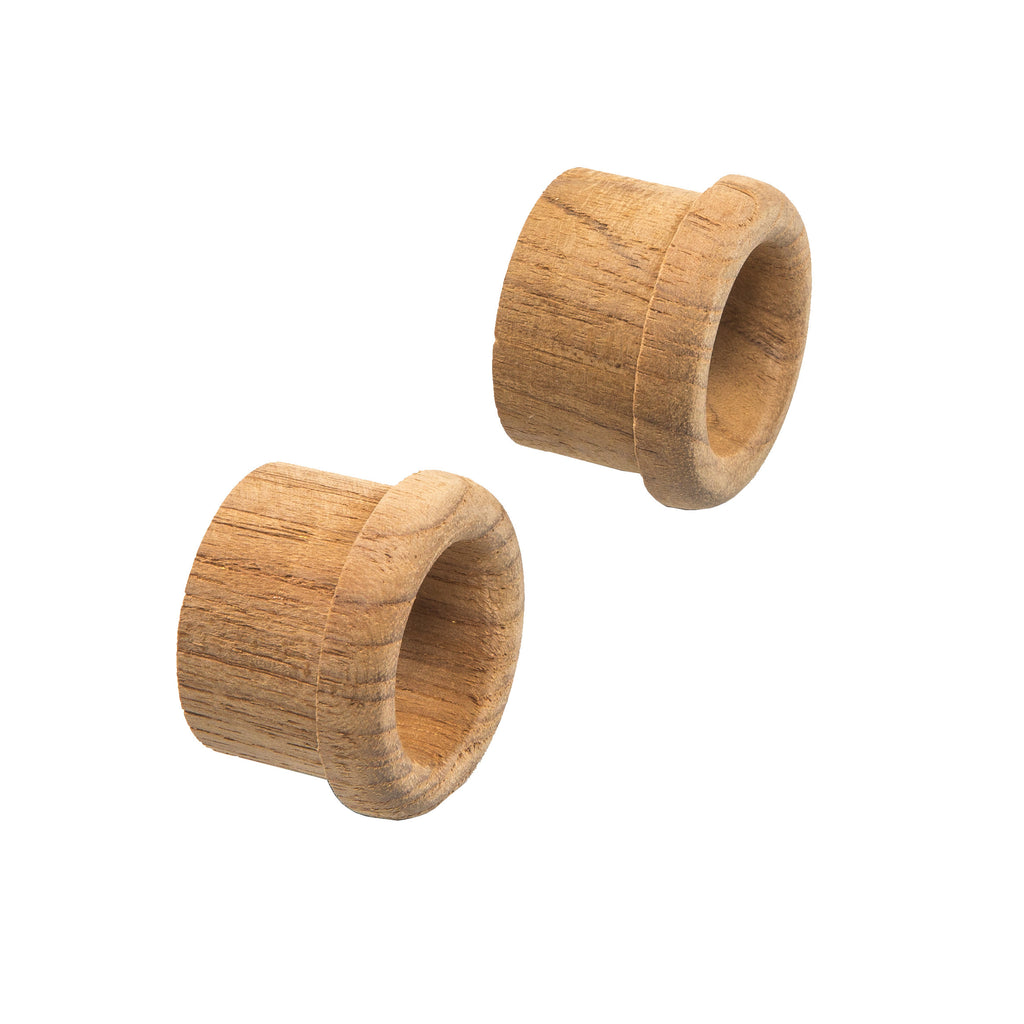 Set of Two Brown Wood Open Circle Drawer Pull Knobs-4