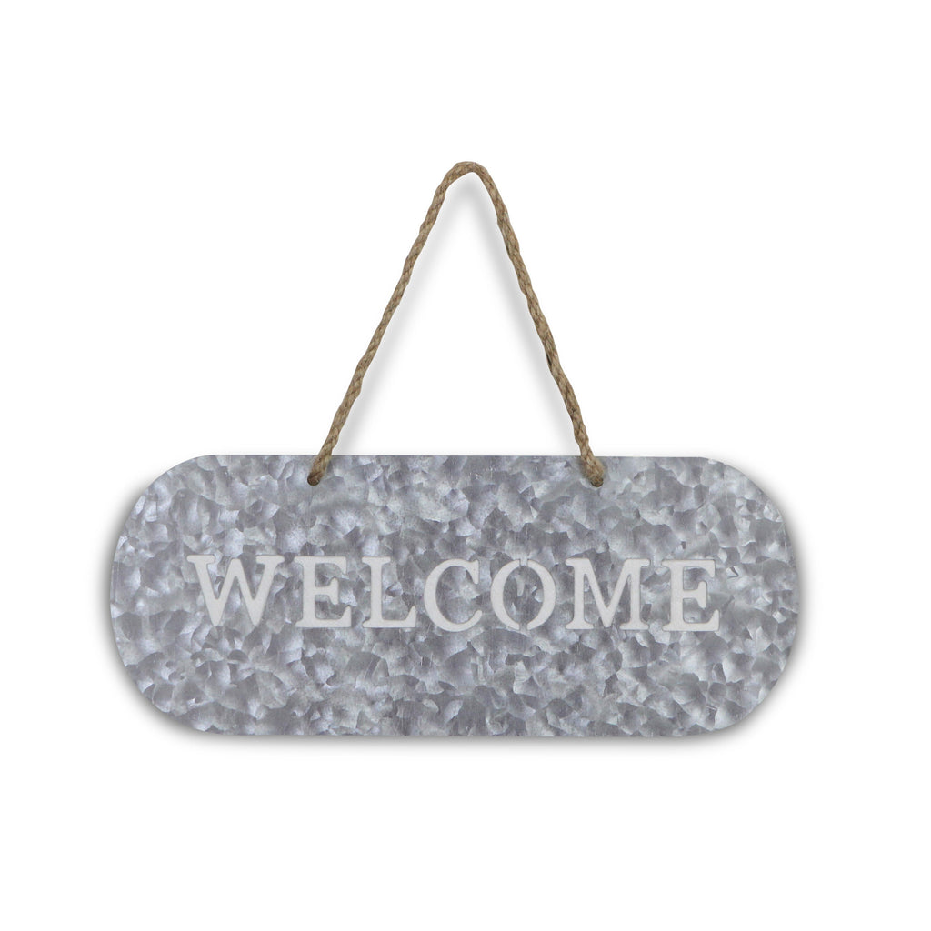 5" X 11" Gray Handcrafted Welcome Galvanized Metal Wall Decor-1