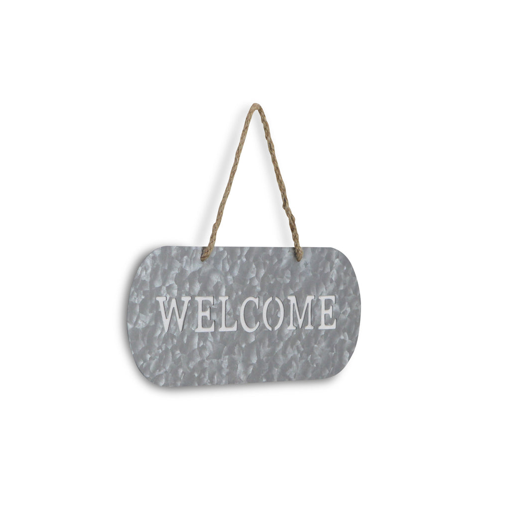 5" X 11" Gray Handcrafted Welcome Galvanized Metal Wall Decor-3