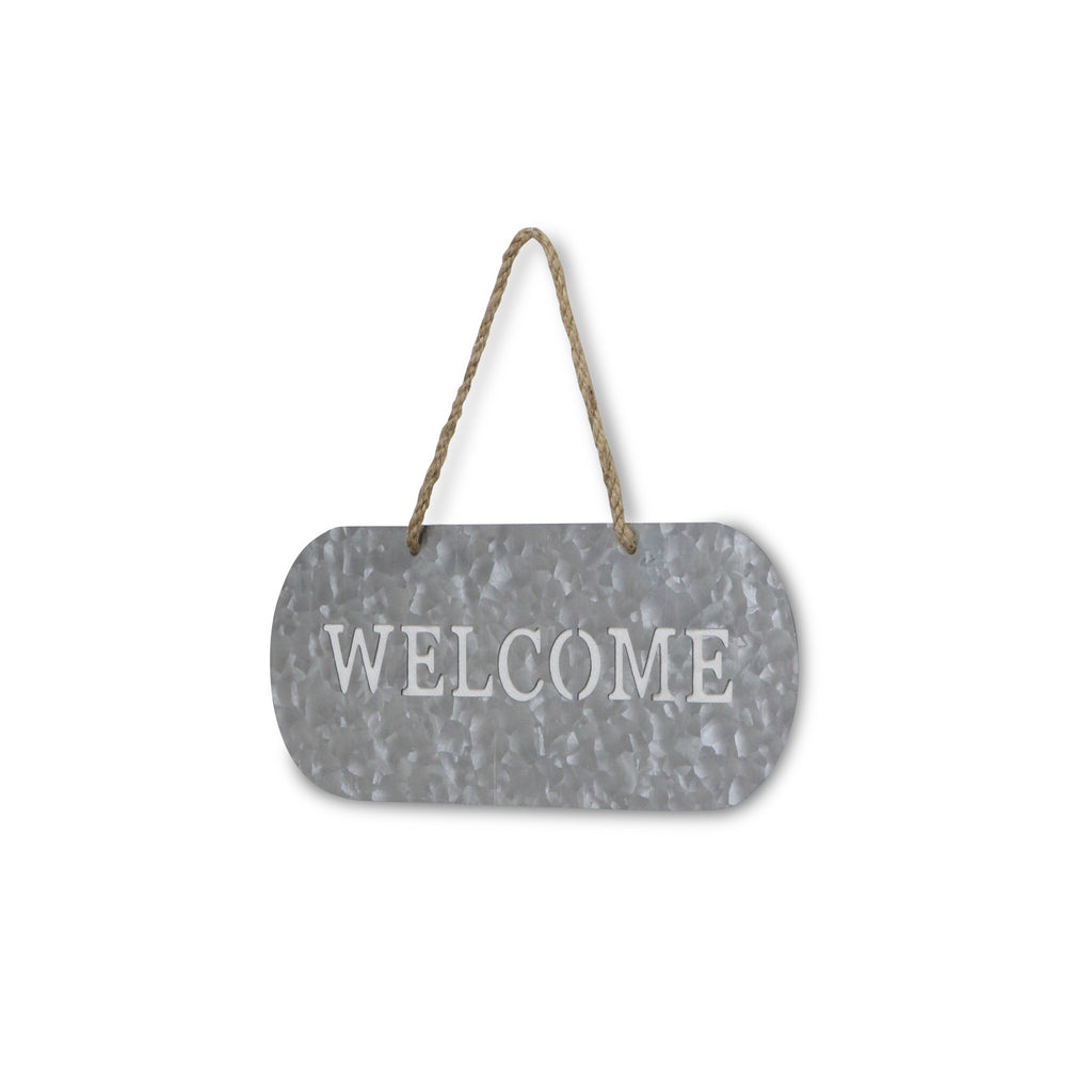 5" X 11" Gray Handcrafted Welcome Galvanized Metal Wall Decor-4