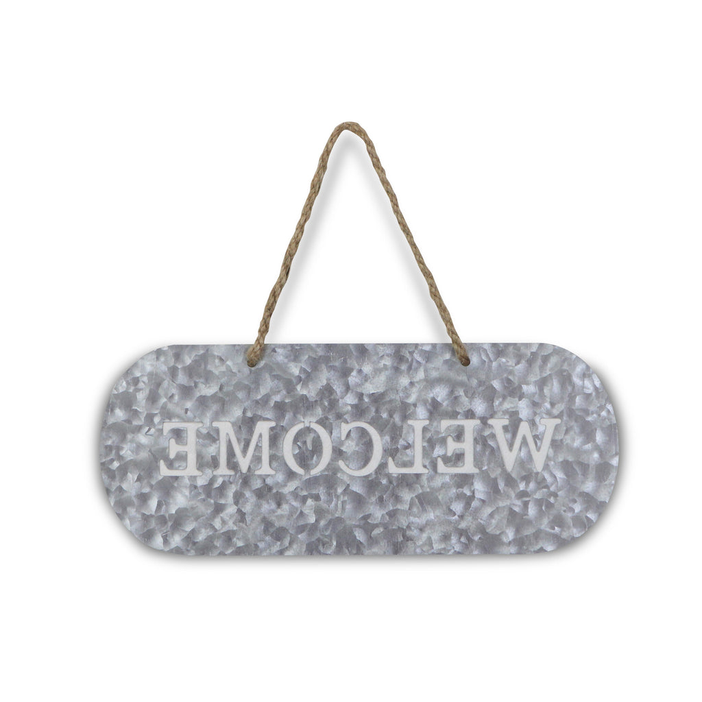 5" X 11" Gray Handcrafted Welcome Galvanized Metal Wall Decor-2