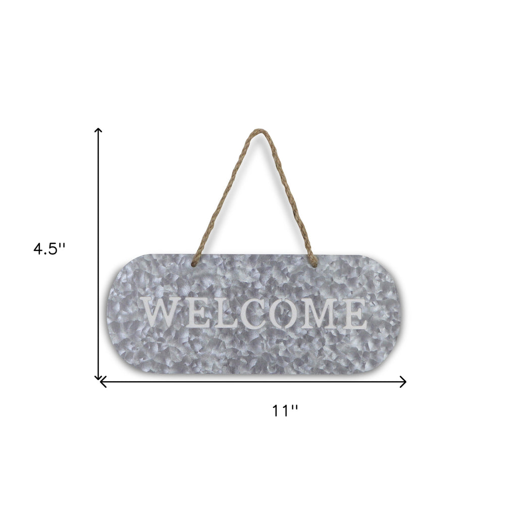 5" X 11" Gray Handcrafted Welcome Galvanized Metal Wall Decor-8