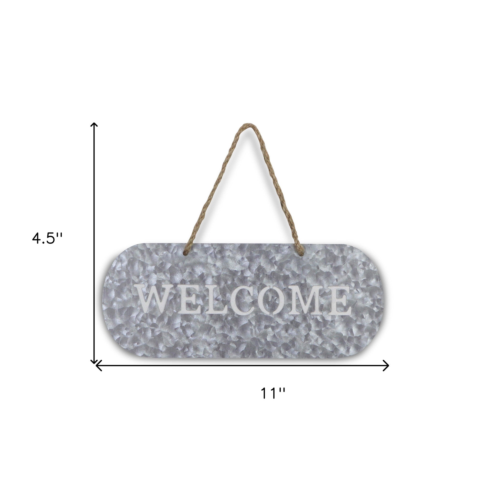 5" X 11" Gray Handcrafted Welcome Galvanized Metal Wall Decor-8