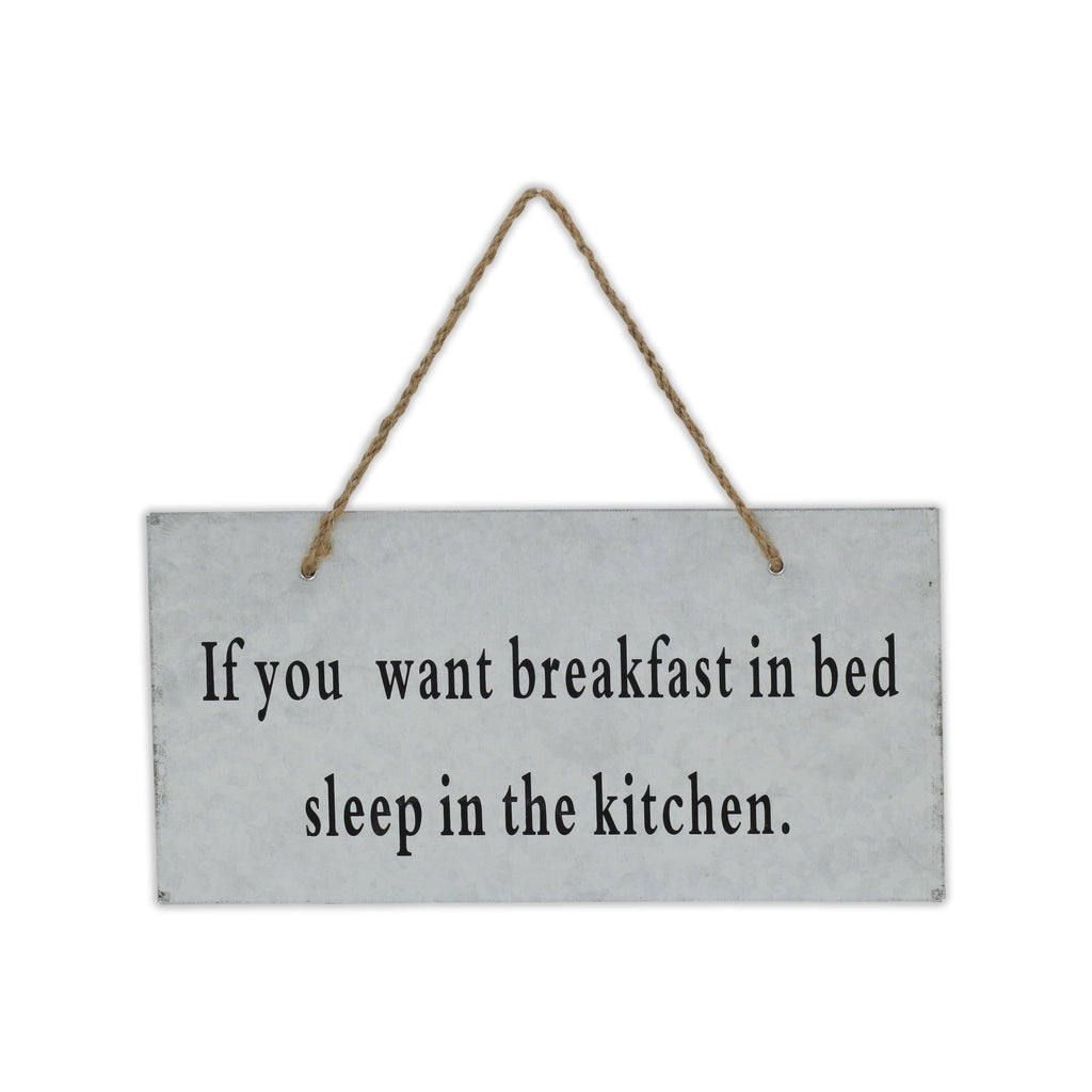 6" X 12" Gray Handcrafted Breakfast In Bed Galvanized Metal Wall Decor-1