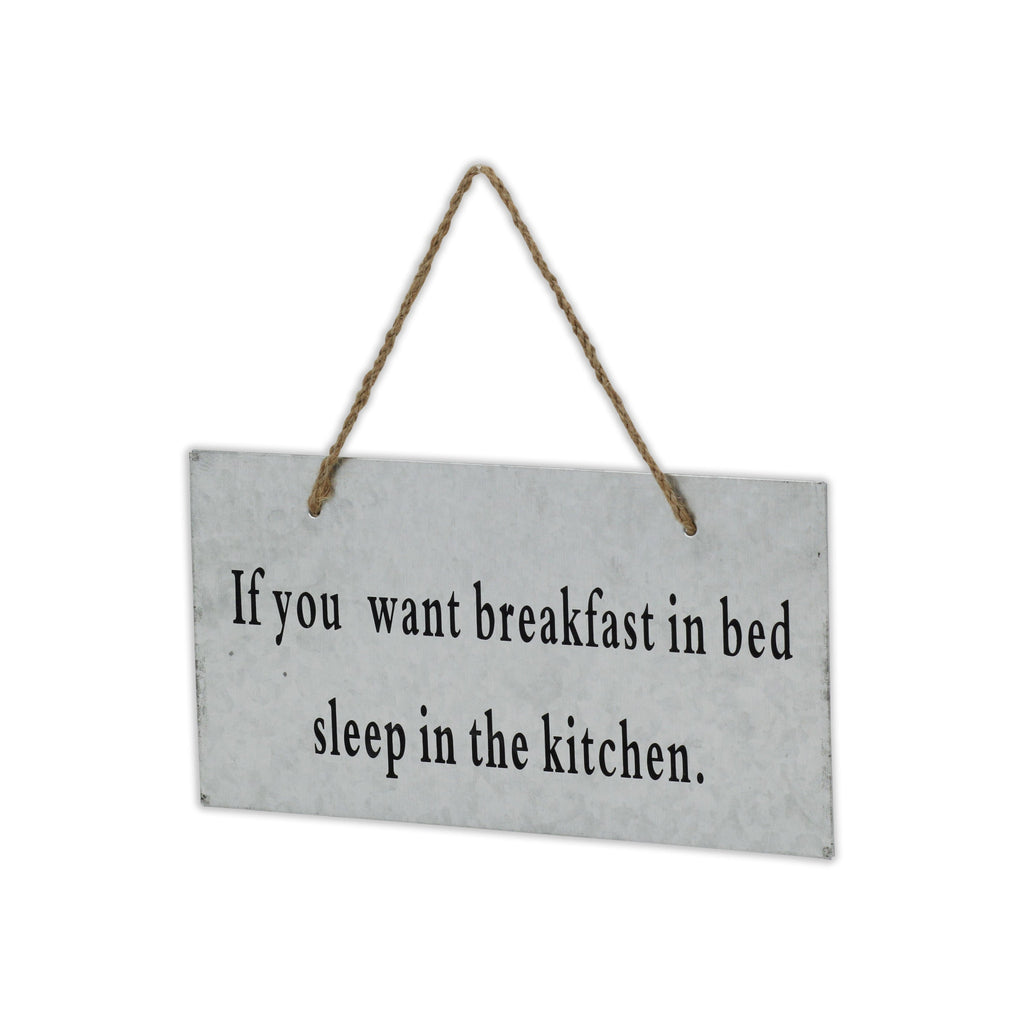 6" X 12" Gray Handcrafted Breakfast In Bed Galvanized Metal Wall Decor-3