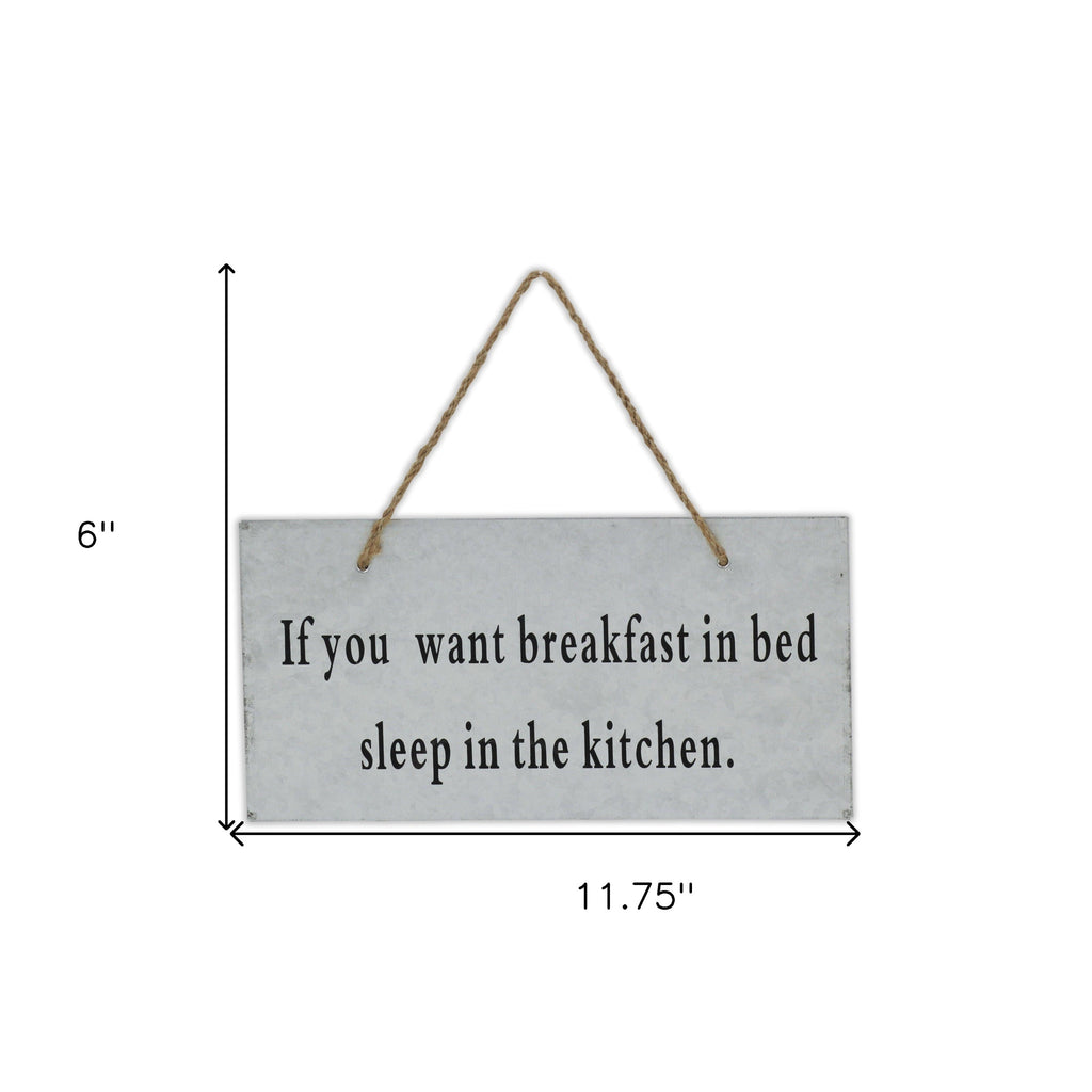6" X 12" Gray Handcrafted Breakfast In Bed Galvanized Metal Wall Decor-7
