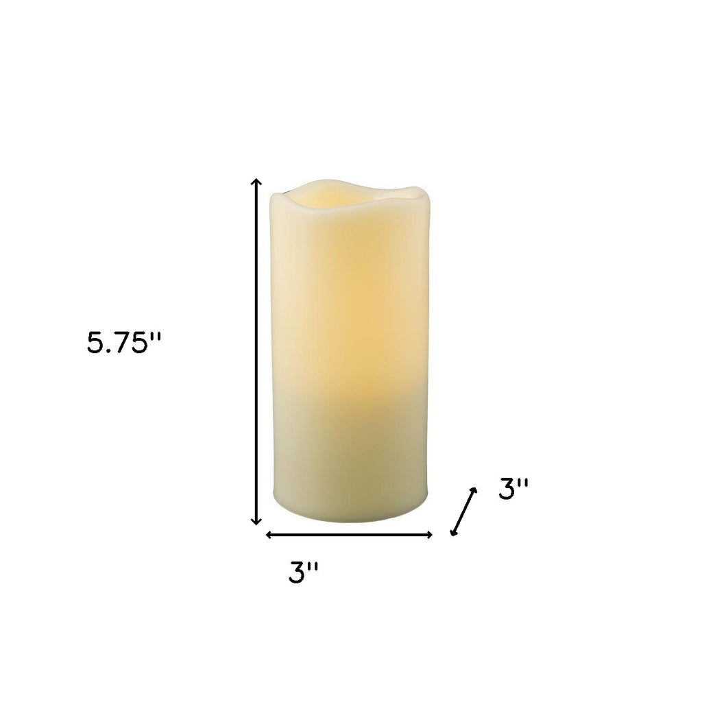 6" Ivory Flameless Indoor Outdoor Pillar Candle-5