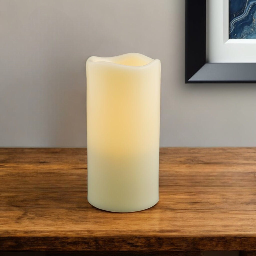 6" Ivory Flameless Indoor Outdoor Pillar Candle-0