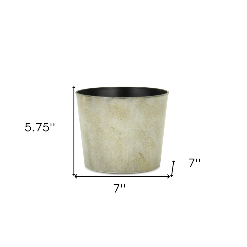 7" Gray Recycled Plastic Indoor Outdoor Round Pot Planter