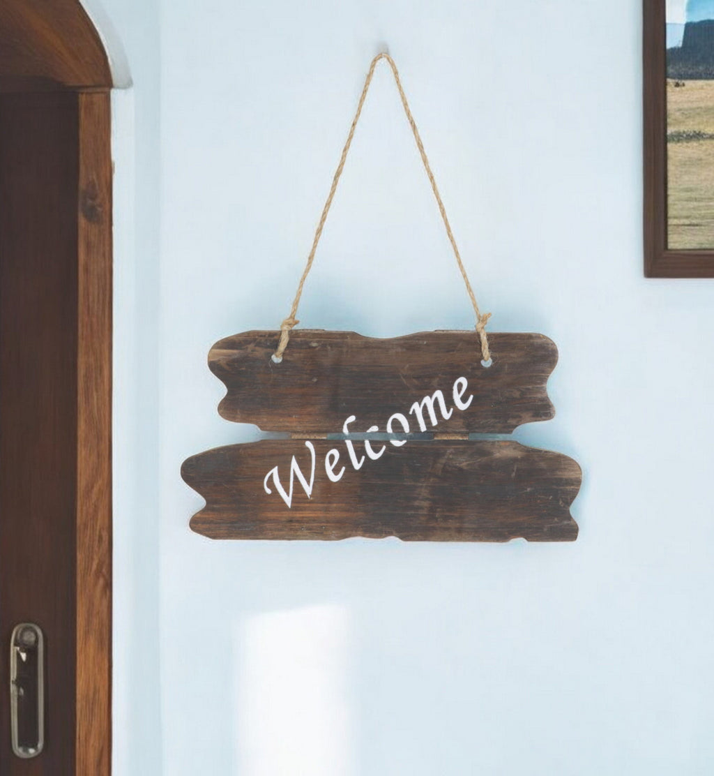 6" X 12" Brown Welcome Wood Wall Decor-0