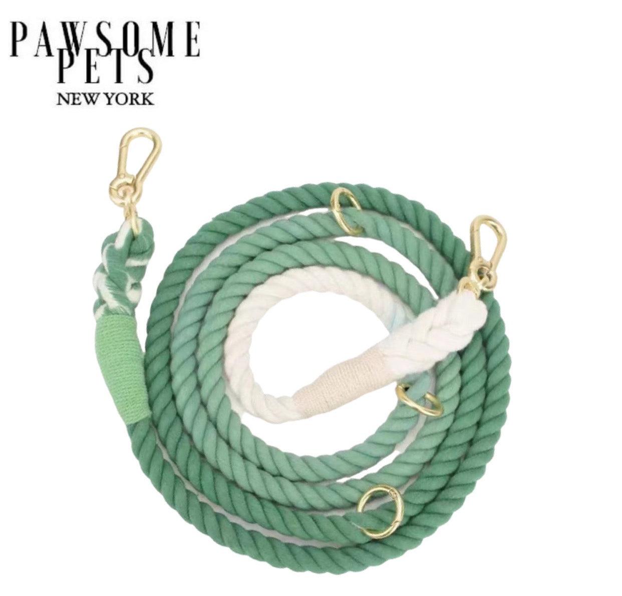 HANDS FREE DOG ROPE LEASH - OMBRE GREEN