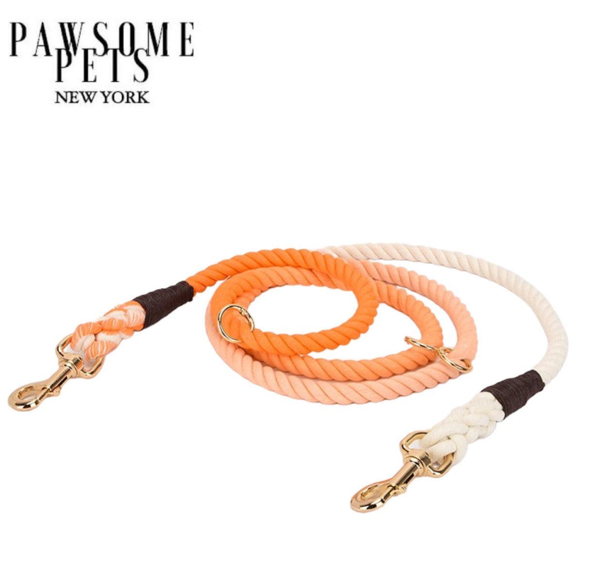 HANDS FREE DOG ROPE LEASH - OMBRE ORANGE