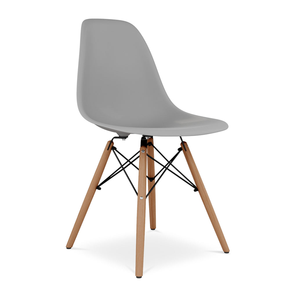 Gray And Natural Heavy Duty Plastic and Wood Dining Side Chair