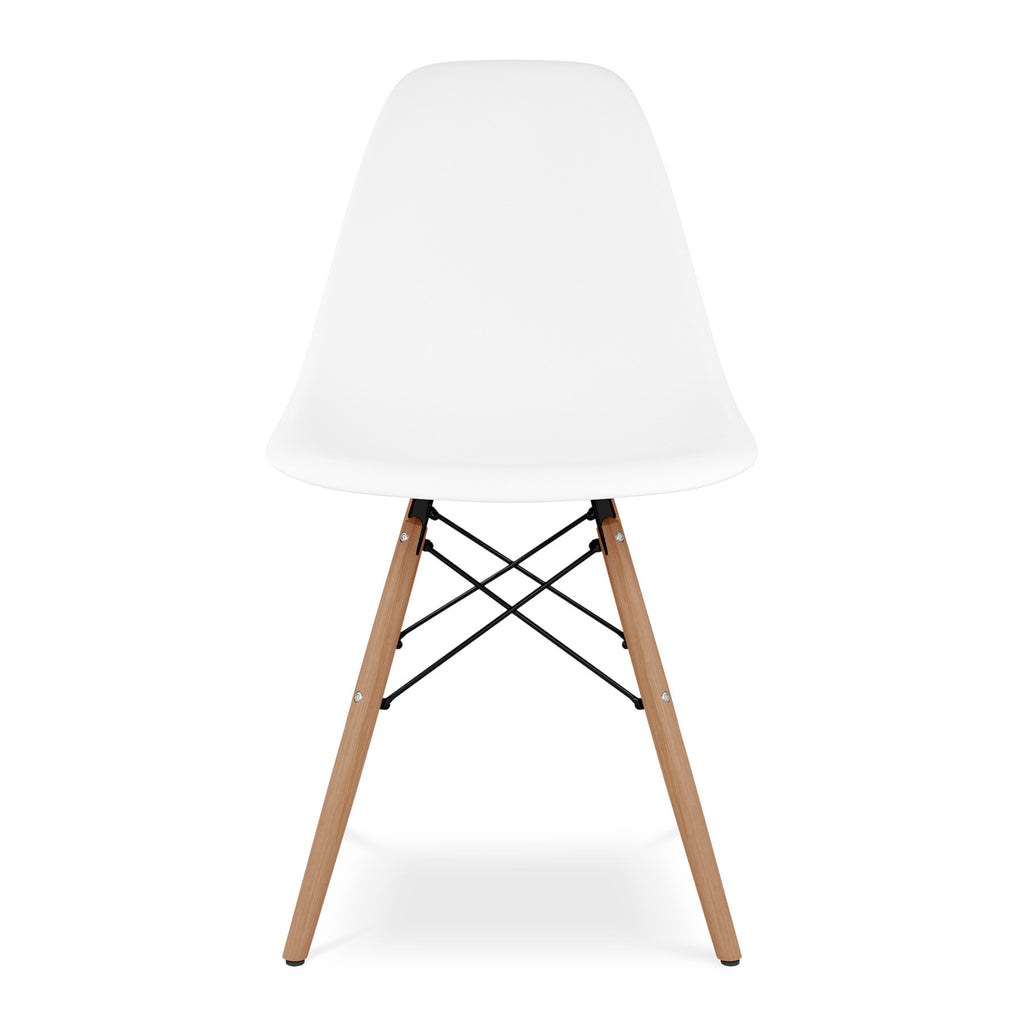 White And Natural Heavy Duty Plastic And Wood Dining Side Chair