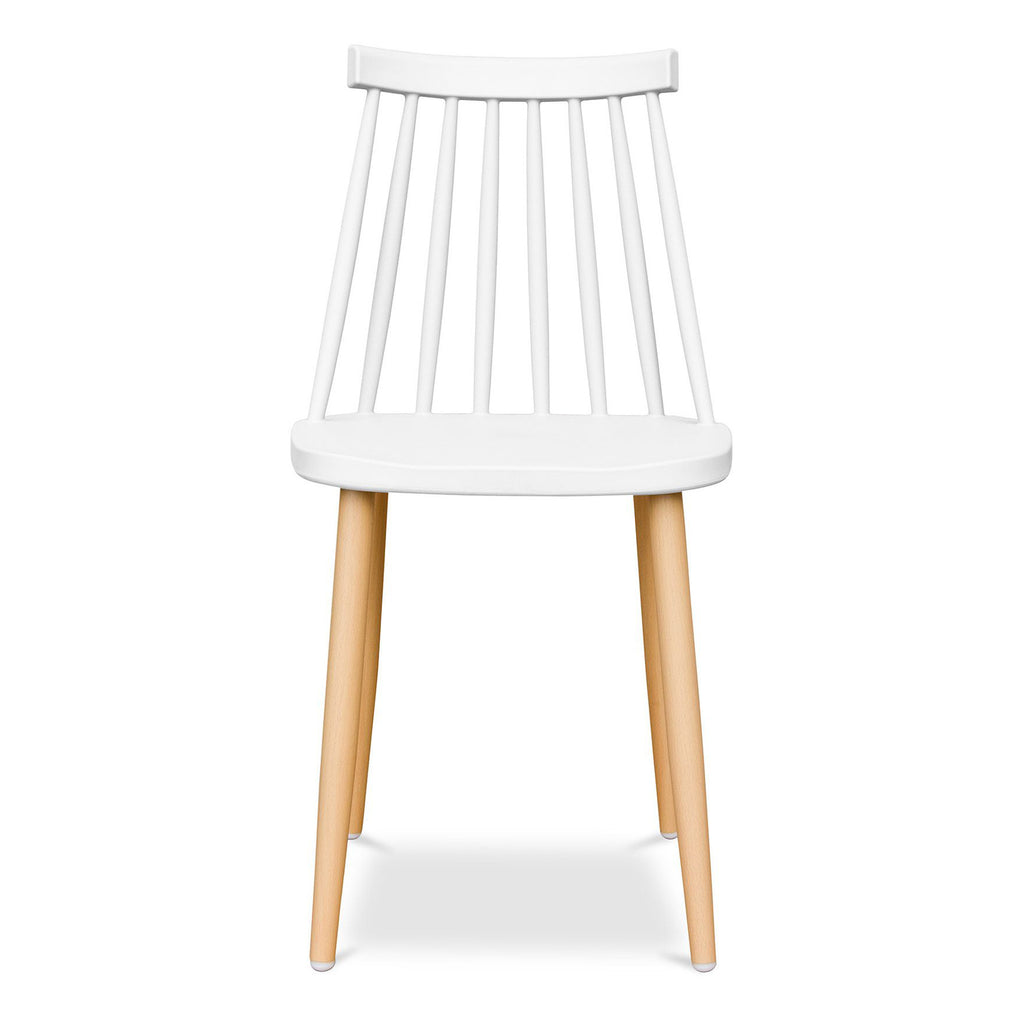 White And Natural Metal and Plastic Windsor Back Dining Side Chair