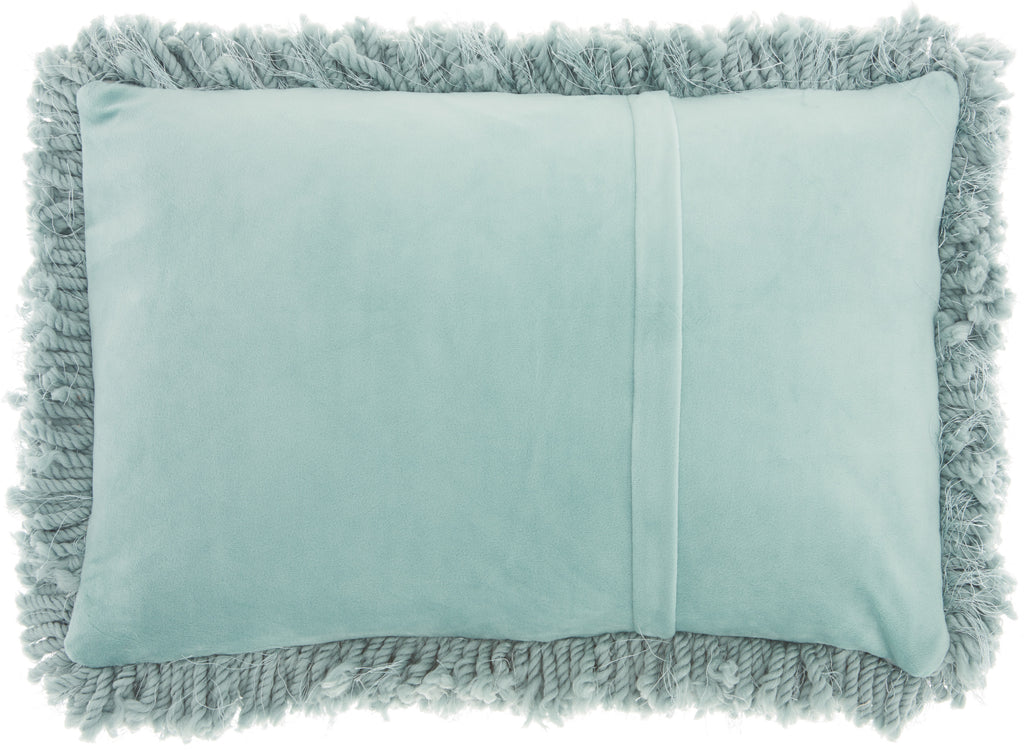 14" X 20" Celadon Shag Lumbar Throw Pillow-2