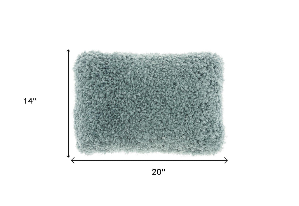14" X 20" Celadon Shag Lumbar Throw Pillow-6