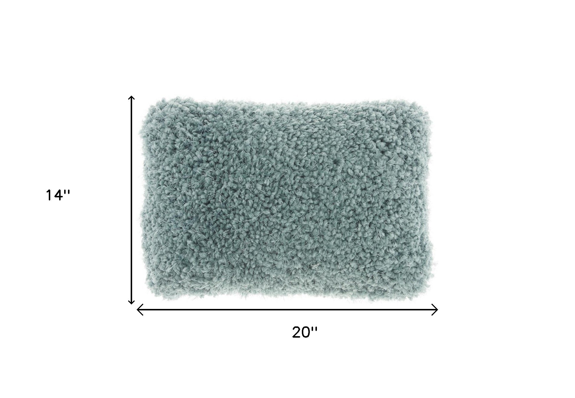 14" X 20" Celadon Shag Lumbar Throw Pillow-6