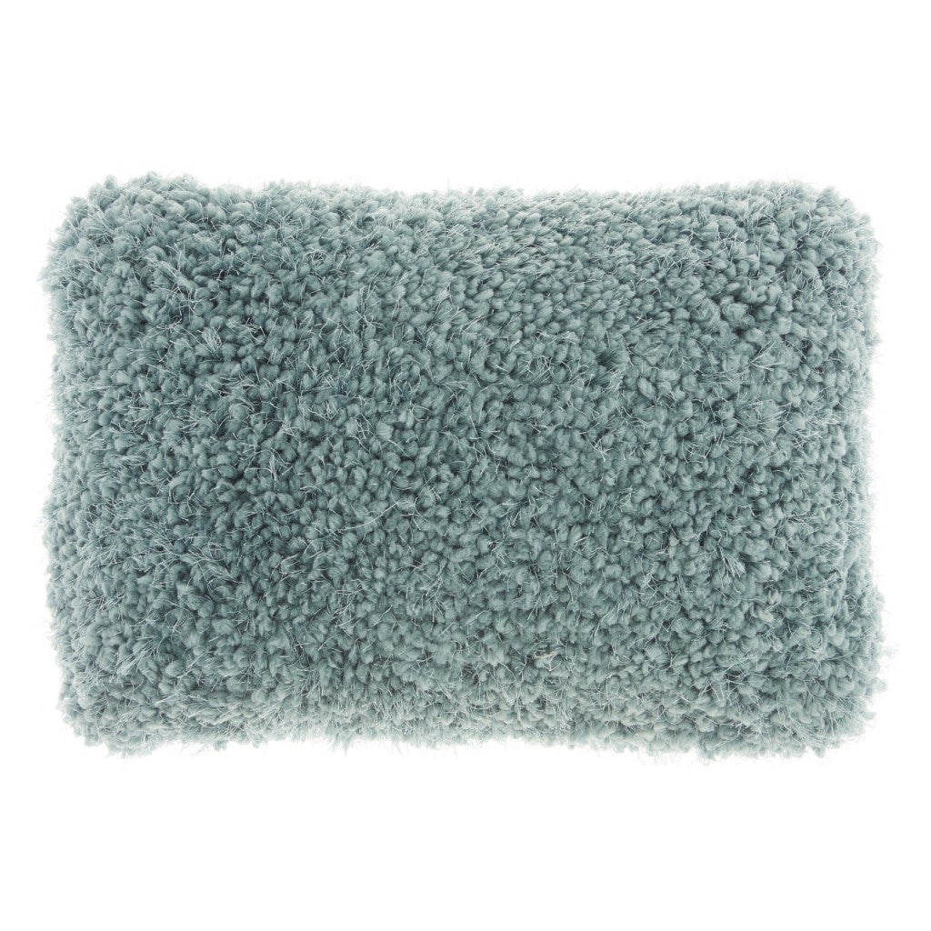 14" X 20" Celadon Shag Lumbar Throw Pillow-3