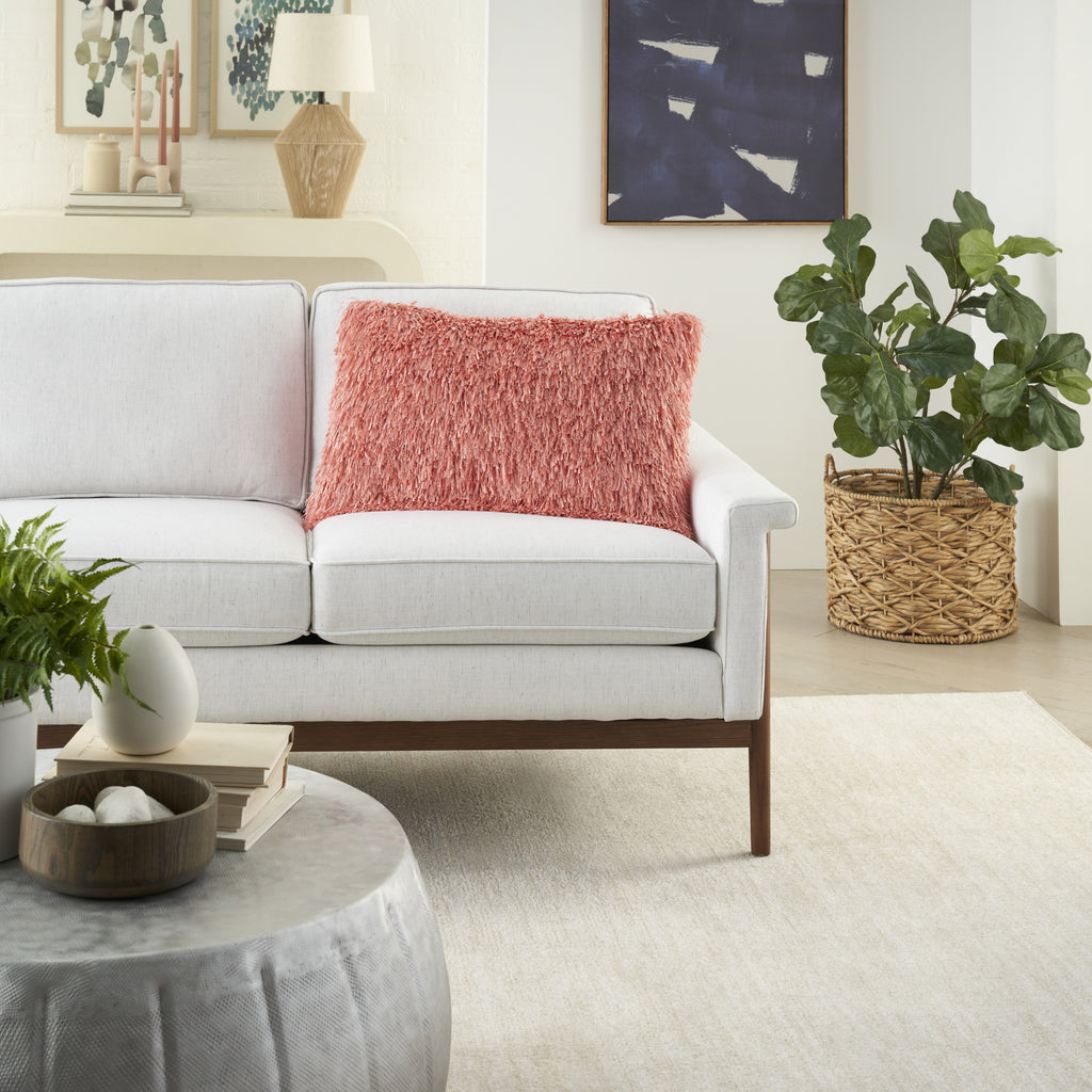 14" X 24" Coral Shag Lumbar Throw Pillow-4