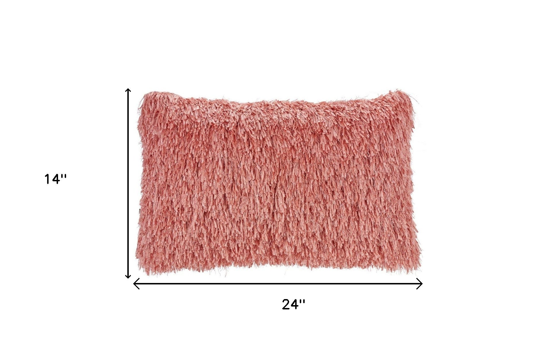 14" X 24" Coral Shag Lumbar Throw Pillow-6