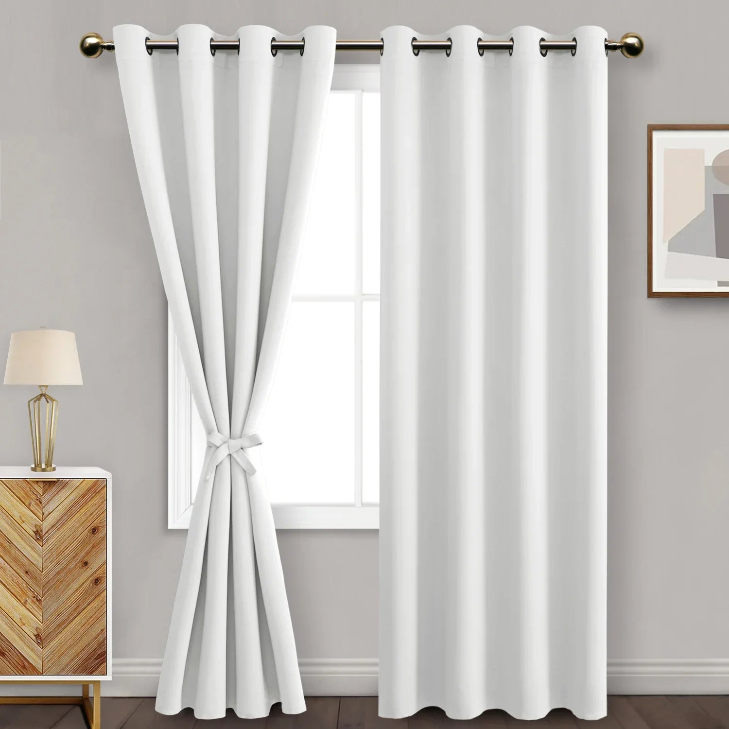 DWCN Blackout Curtains with Tiebacks, Set of 2 Panels