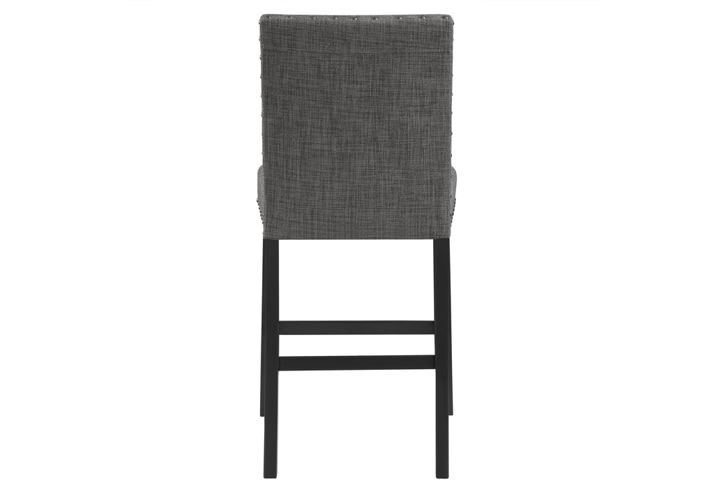 26" Gray and Black Wood and Fabric Counter Height Bar Chair