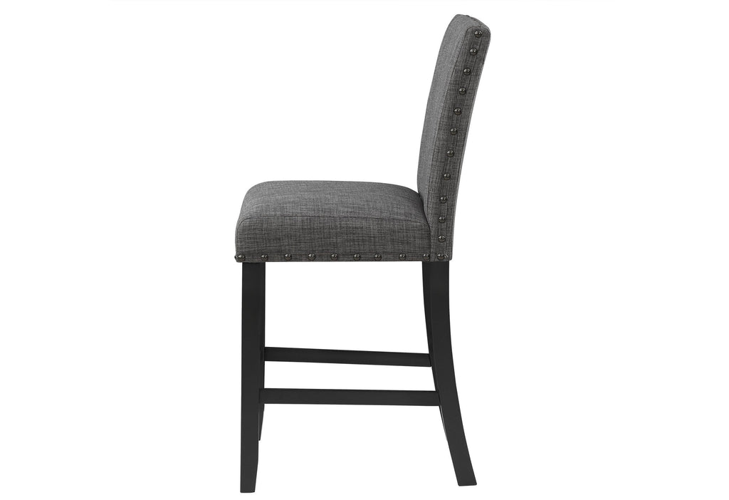 26" Gray and Black Wood and Fabric Counter Height Bar Chair