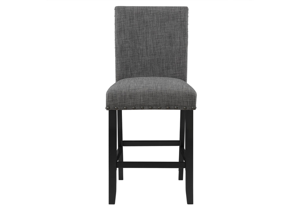 26" Gray and Black Wood and Fabric Counter Height Bar Chair