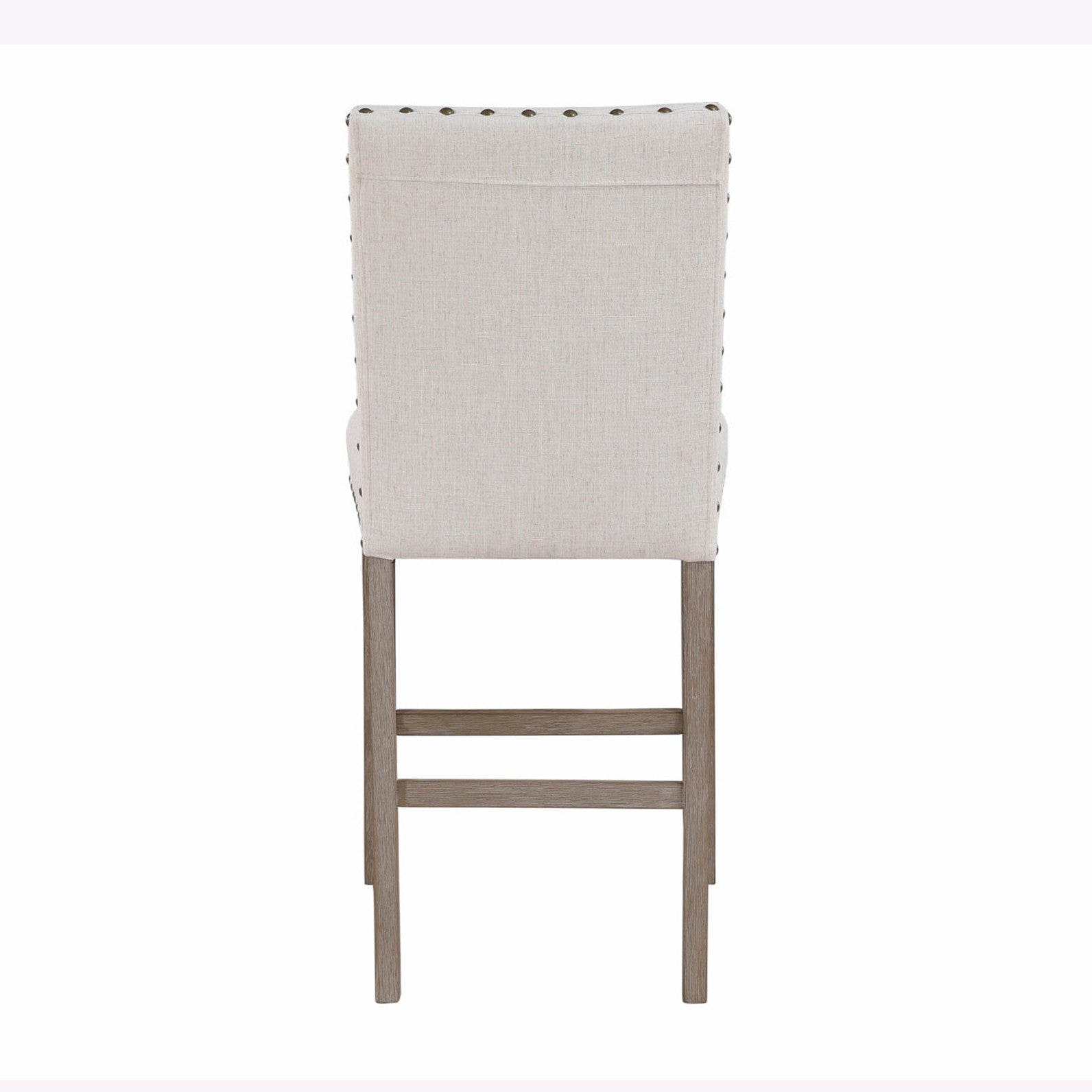 26" White and Natural Wood and Fabric Counter Height Bar Chair