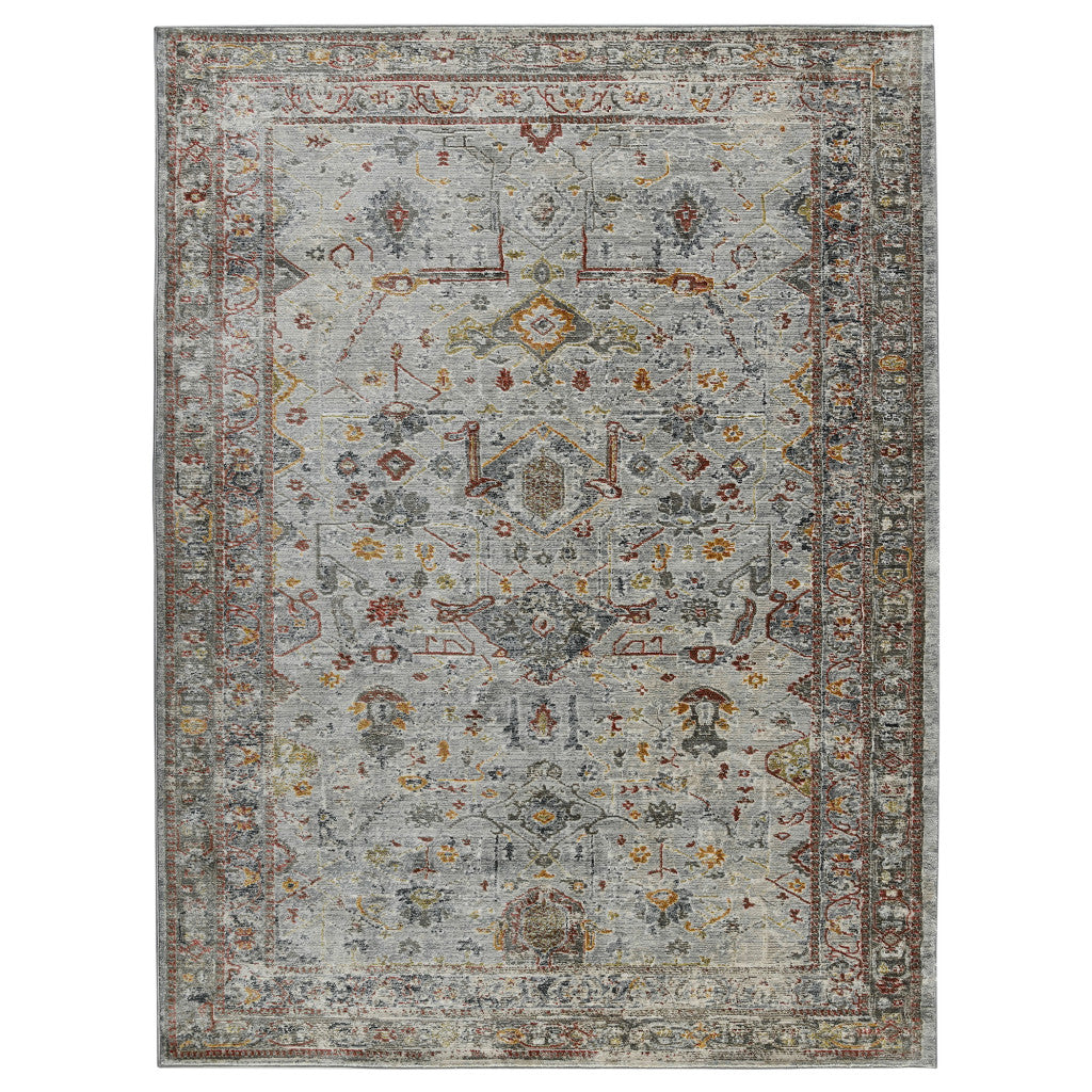 3' X 5' Gray Rust And Brown Medallion Area Rug