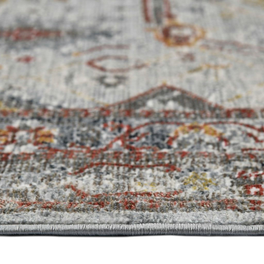 3' X 5' Gray Rust And Brown Medallion Area Rug