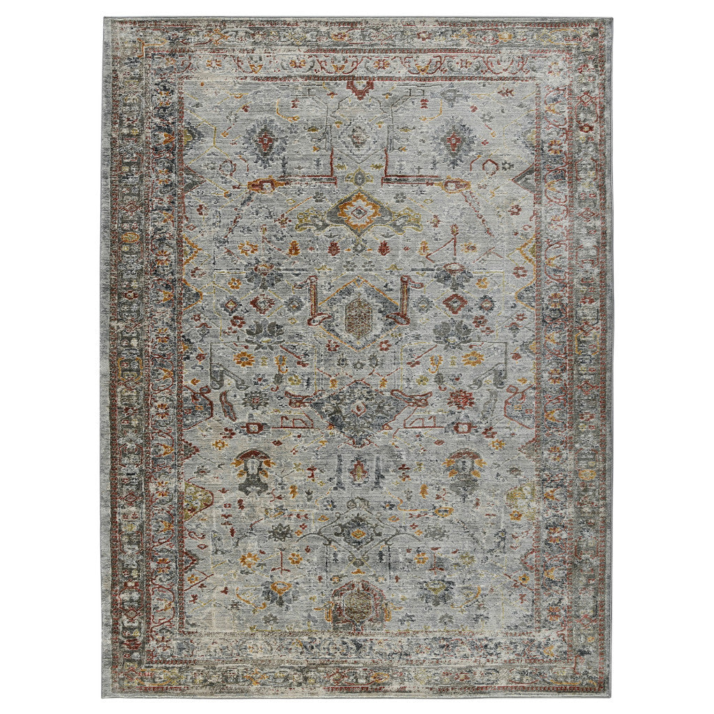 3' X 5' Gray Rust And Brown Medallion Area Rug