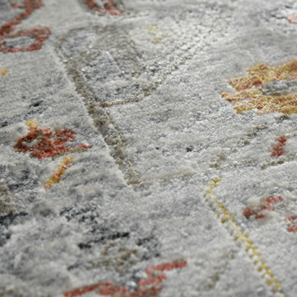 3' X 5' Gray Rust And Brown Medallion Area Rug