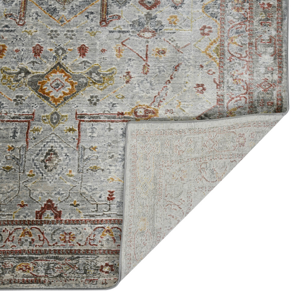 3' X 5' Gray Rust And Brown Medallion Area Rug