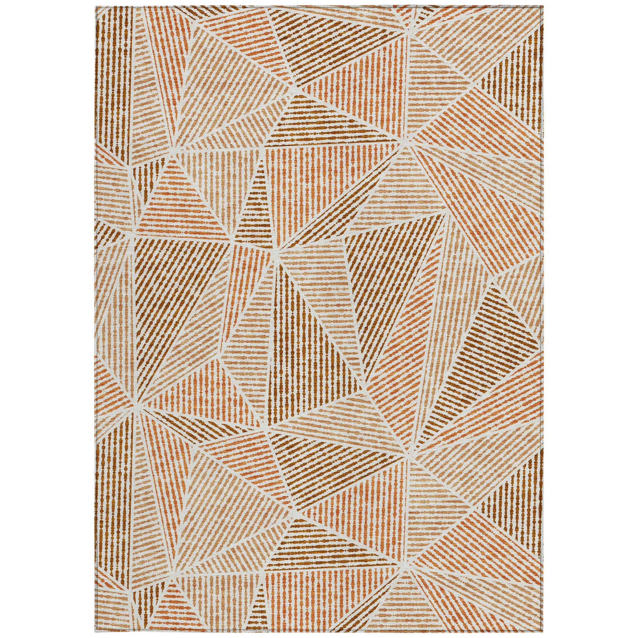 8' X 10' Terra Cotta Beige And Salmon Geometric Washable Indoor Outdoor Area Rug