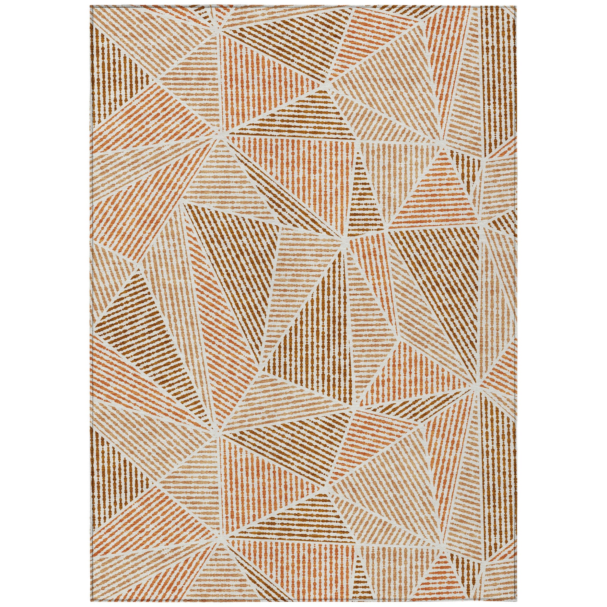 8' X 10' Terra Cotta Beige And Salmon Geometric Washable Indoor Outdoor Area Rug