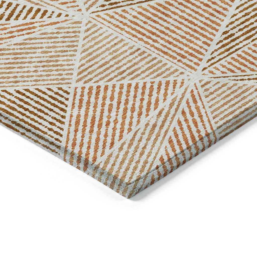 8' X 10' Terra Cotta Beige And Salmon Geometric Washable Indoor Outdoor Area Rug