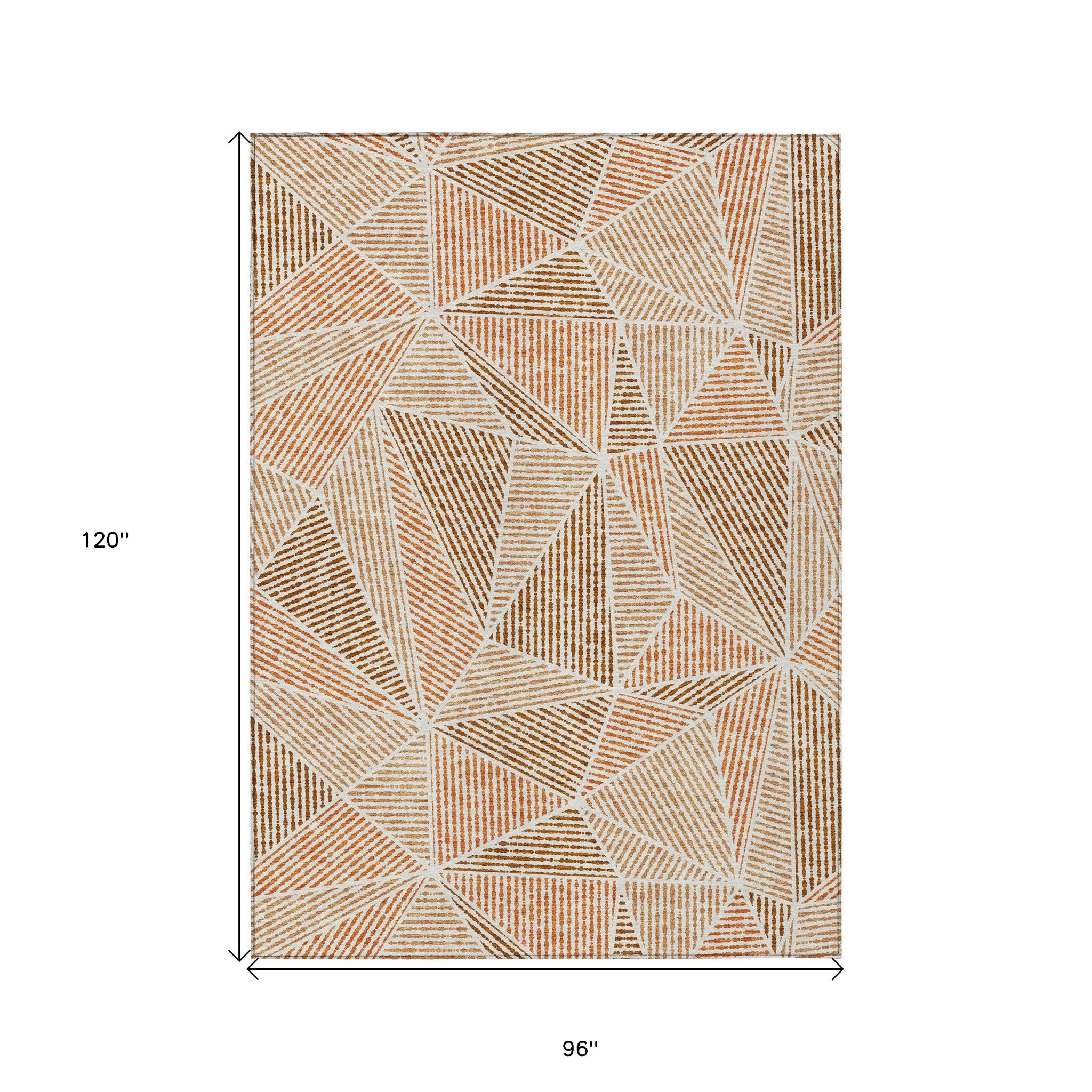 8' X 10' Terra Cotta Beige And Salmon Geometric Washable Indoor Outdoor Area Rug