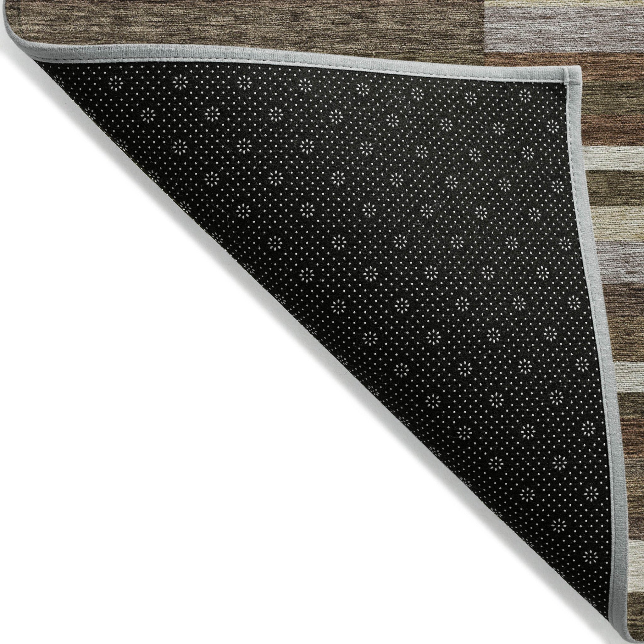 9' X 12' Brown Beige And Copper Striped Washable Indoor Outdoor Area Rug