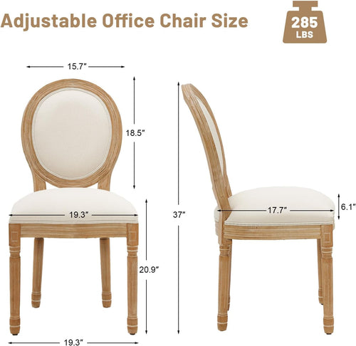 French Country Dining Chairs Set of 2, Upholstered Dining Room Chairs