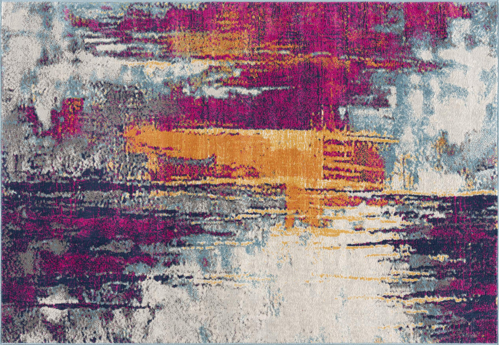 2' X 2' Pink Blue And Orange Abstract Square Rug