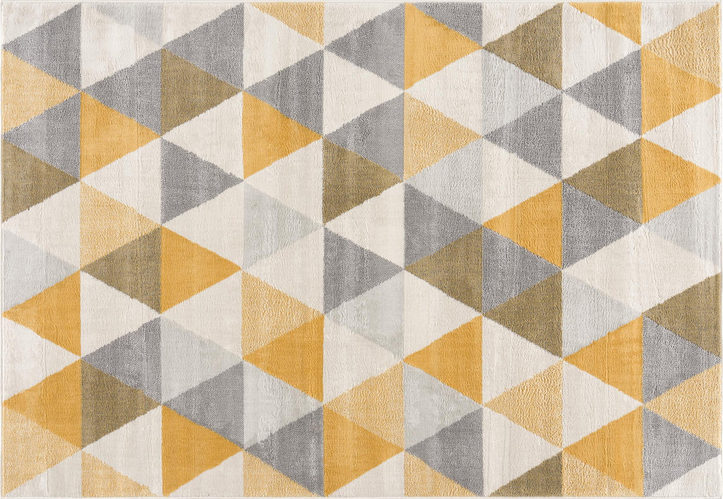 2' X 2' Beige Gray And Yellow Geometric Square Rug