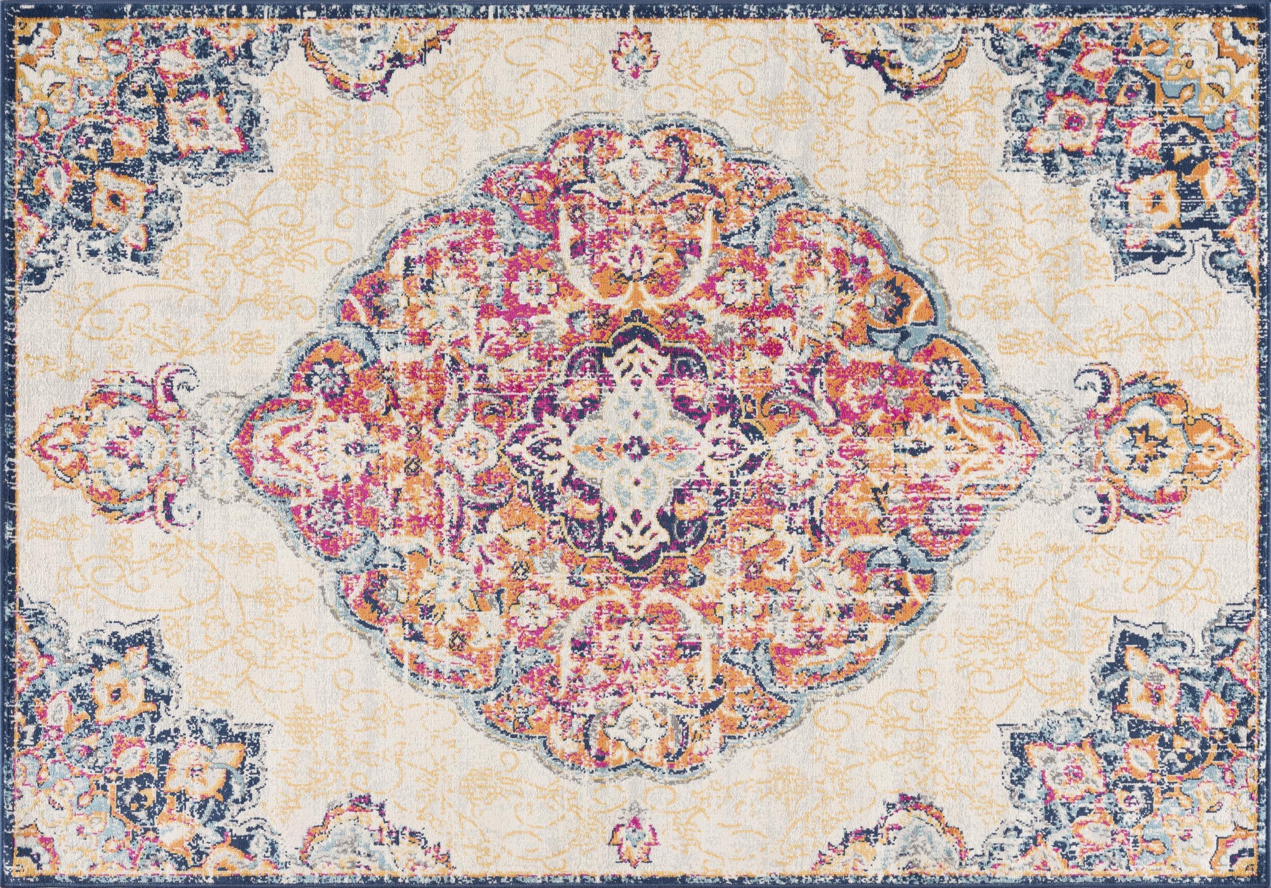 2' X 2' Blue Pink And Beige Oriental Square Rug