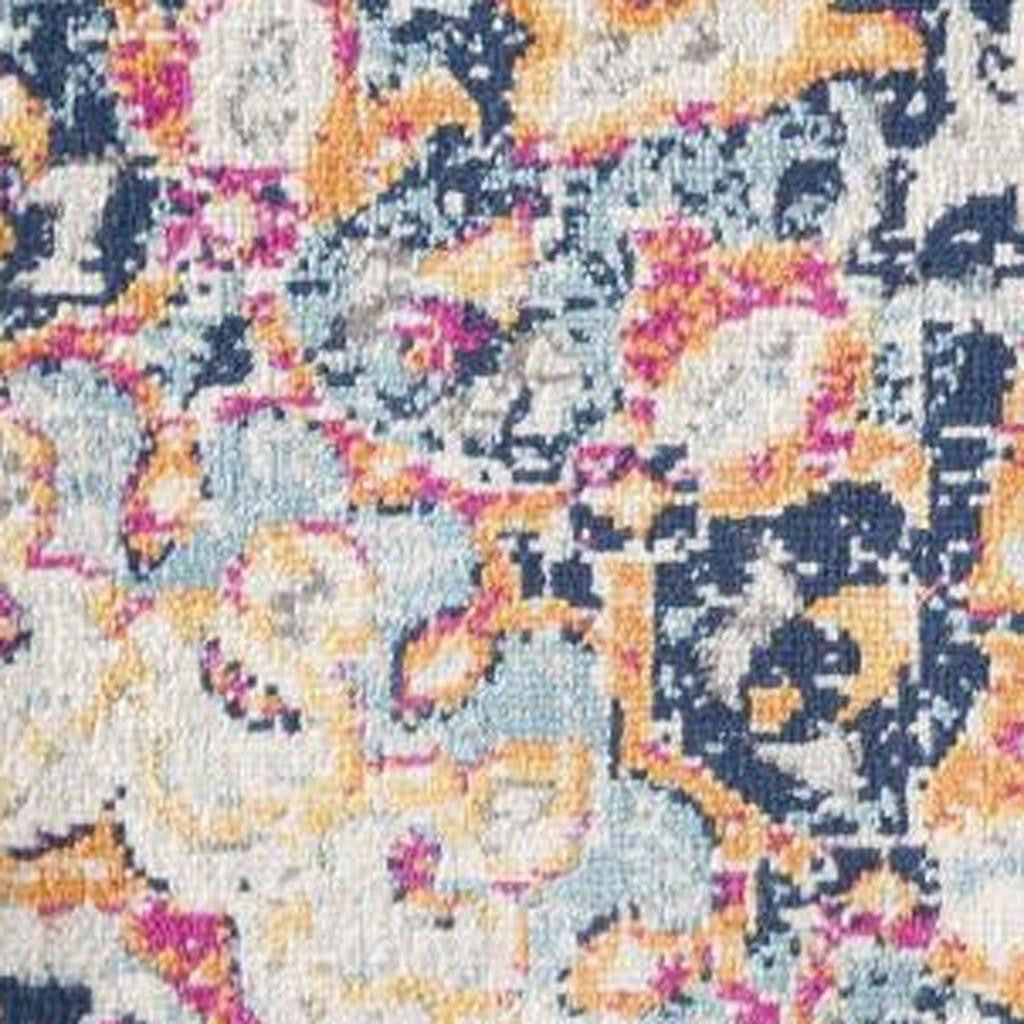 2' X 2' Blue Pink And Beige Oriental Square Rug