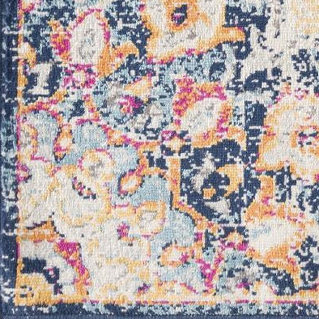 2' X 2' Blue Pink And Beige Oriental Square Rug