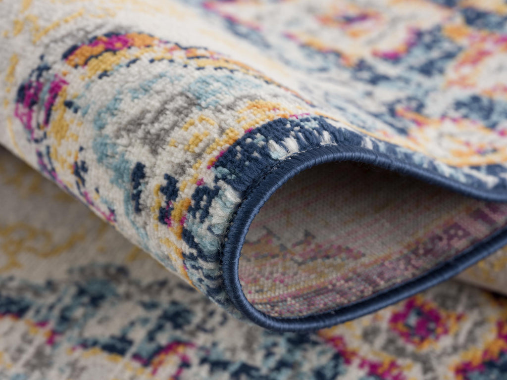 2' X 2' Blue Pink And Beige Oriental Square Rug