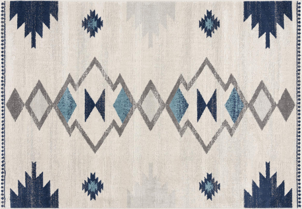 2' X 2' Blue Beige And Gray Southwestern Square Rug