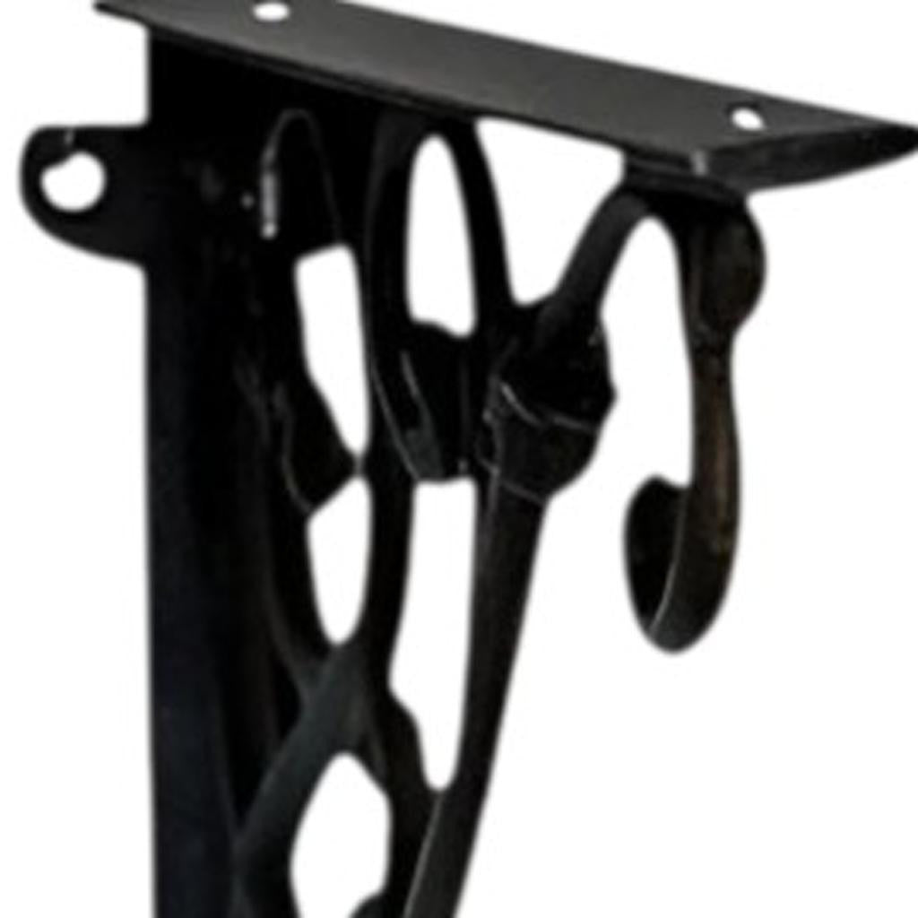 8" Set Of Two Black Metal Wall Mounted Shelf Brackets-4