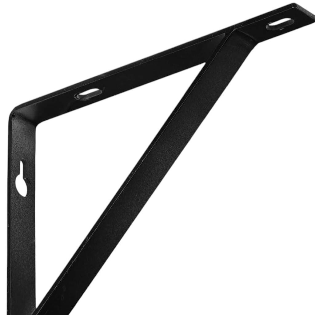 7" Set Of Two Black Metal Wall Mounted Shelf Brackets-3